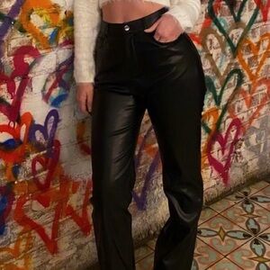 Black Faux Leather Pants